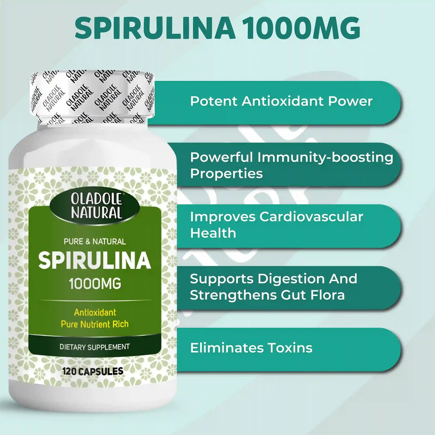 Oladole Natural Spirulina 1000mg 120 Capsules