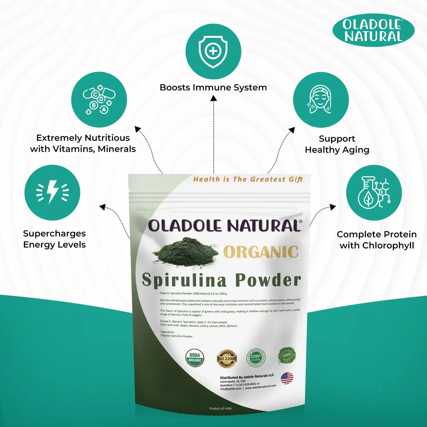Oladole Natural Organic Spirulina Powder 100g