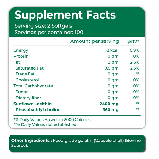 Oladole Natural Sunflower Lecithin 2400mg - 200 Softgels