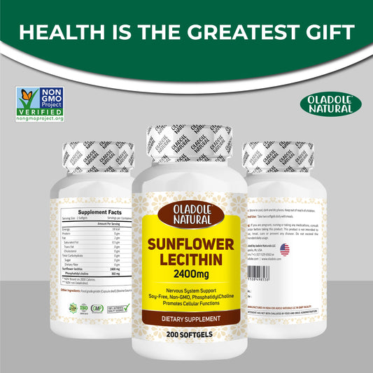 Oladole Natural Sunflower Lecithin 2400mg - 200 Softgels