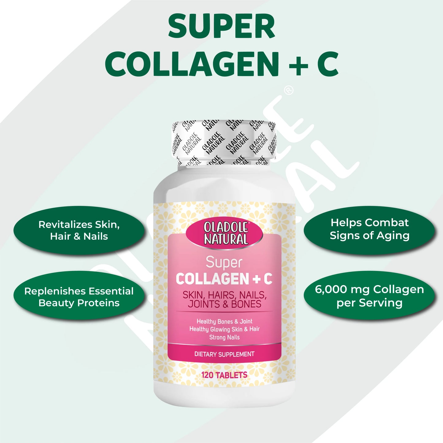 Oladole Natural Super Collagen with Vitamin C 6000mg 120 Tablets