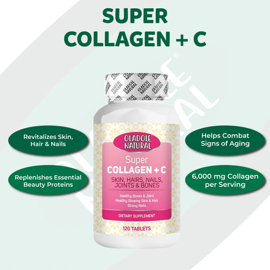 Oladole Natural Super Collagen with Vitamin C 6000mg 120 Tablets