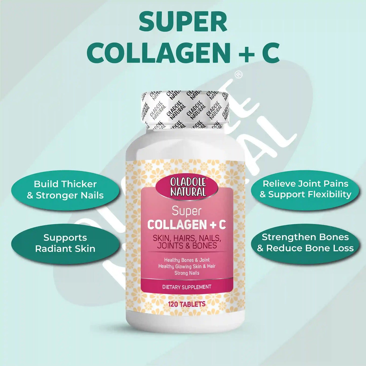 Oladole Natural Super Collagen with Vitamin C 6000mg 120 Tablets