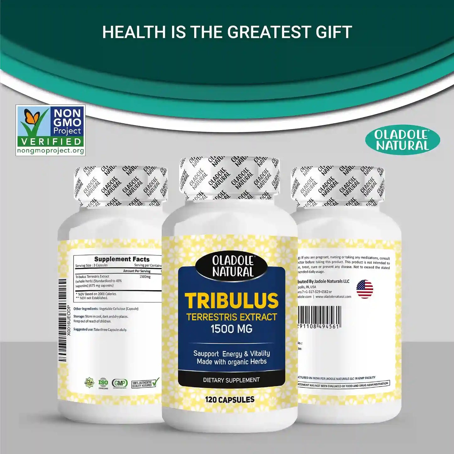 Oladole Natural Tribulus terrestris 1500 mg, 120 Capsules