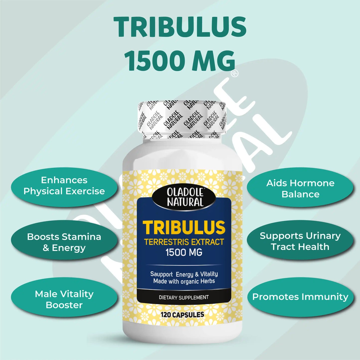 Oladole Natural Tribulus terrestris 1500 mg, 120 Capsules
