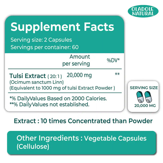 Oladole Natural Tulsi Holy Basil 450 mg 120 Capsules