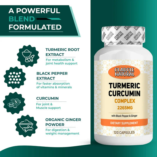 Oladole Natural Turmeric Curcumin Complex 2265mg - 120 Capsules