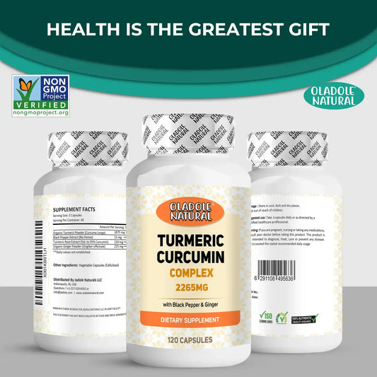 Oladole Natural Turmeric Curcumin Complex 2265mg - 120 Capsules