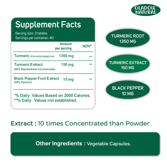 Oladole Natural Turmeric Curcumin 1510 mg 120 Capsules