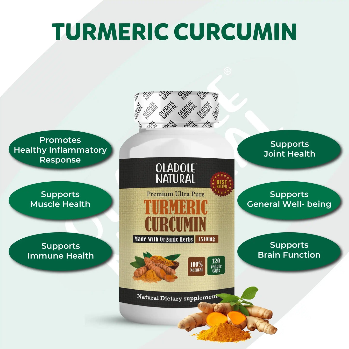 Oladole Natural Turmeric Curcumin 1510 mg 120 Capsules