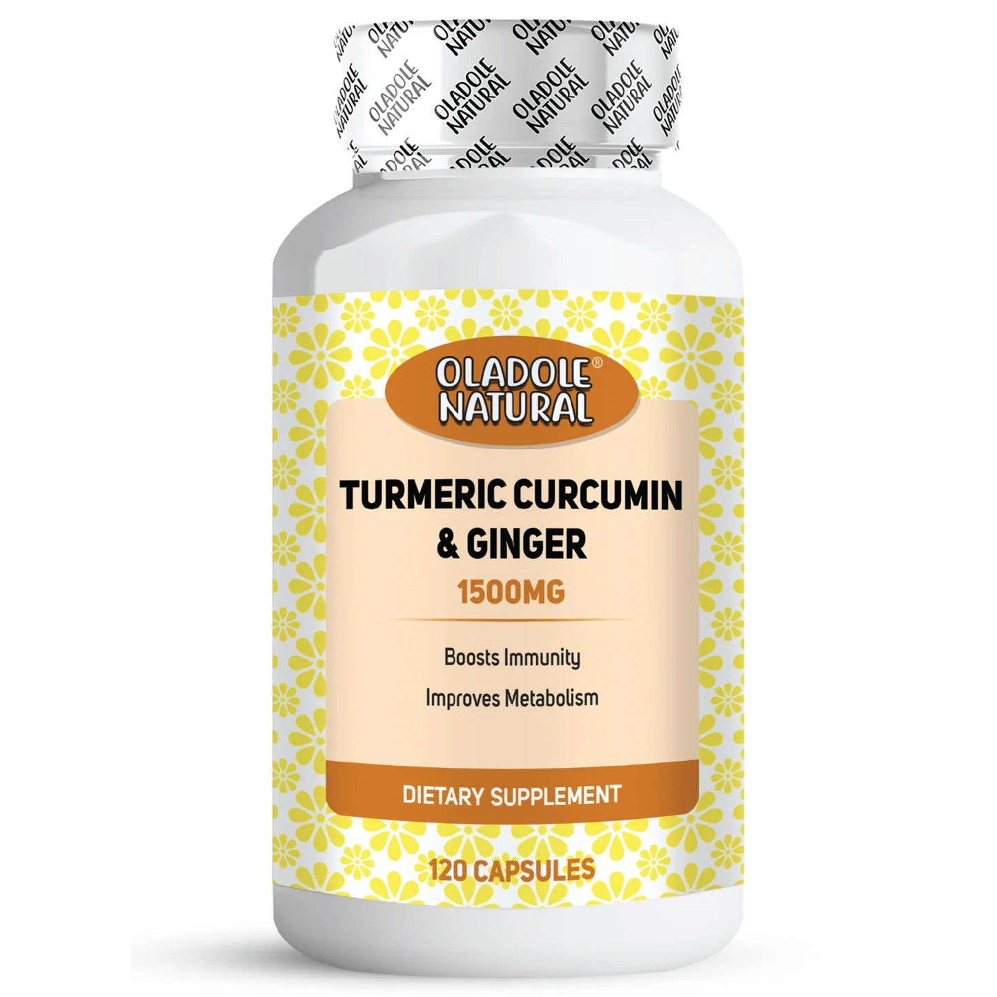 Oladole Natural Turmeric & Ginger With Piperine- 1500mg (120 Capsules)