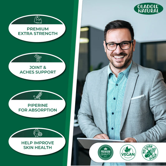 Man in a professional setting with Oladole Natural product features on the left