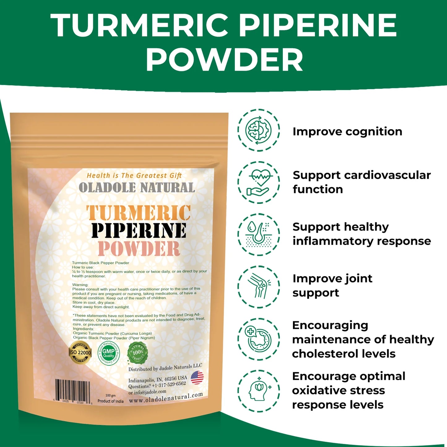 Oladole Natural Turmeric Piperine Powder Key Benefits