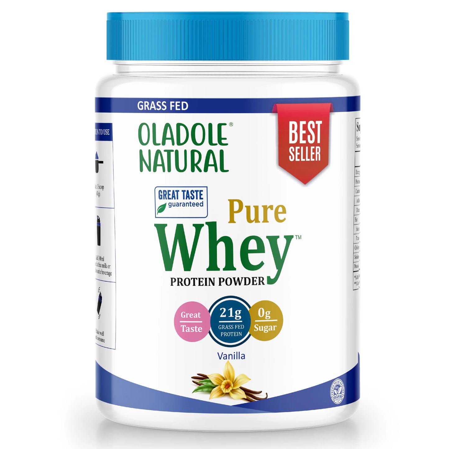 Oladole Natural Pure Whey Protein Powder Vanilla