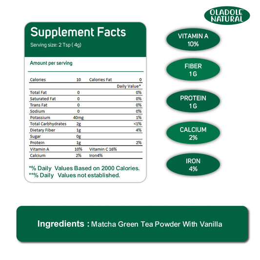 Oladole Natural Vanilla Matcha Green Tea Powder 50g
