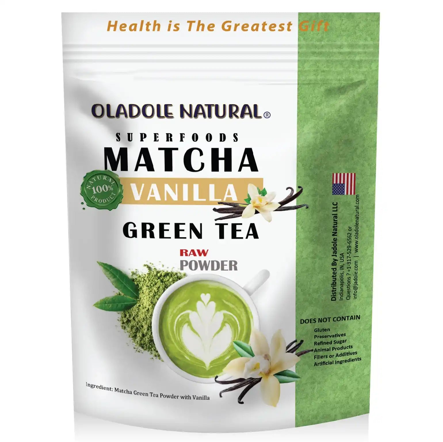 مسحوق شاي أولادول الطبيعي بنكهة الفانيليا والماتشا الأخضر 50 جم