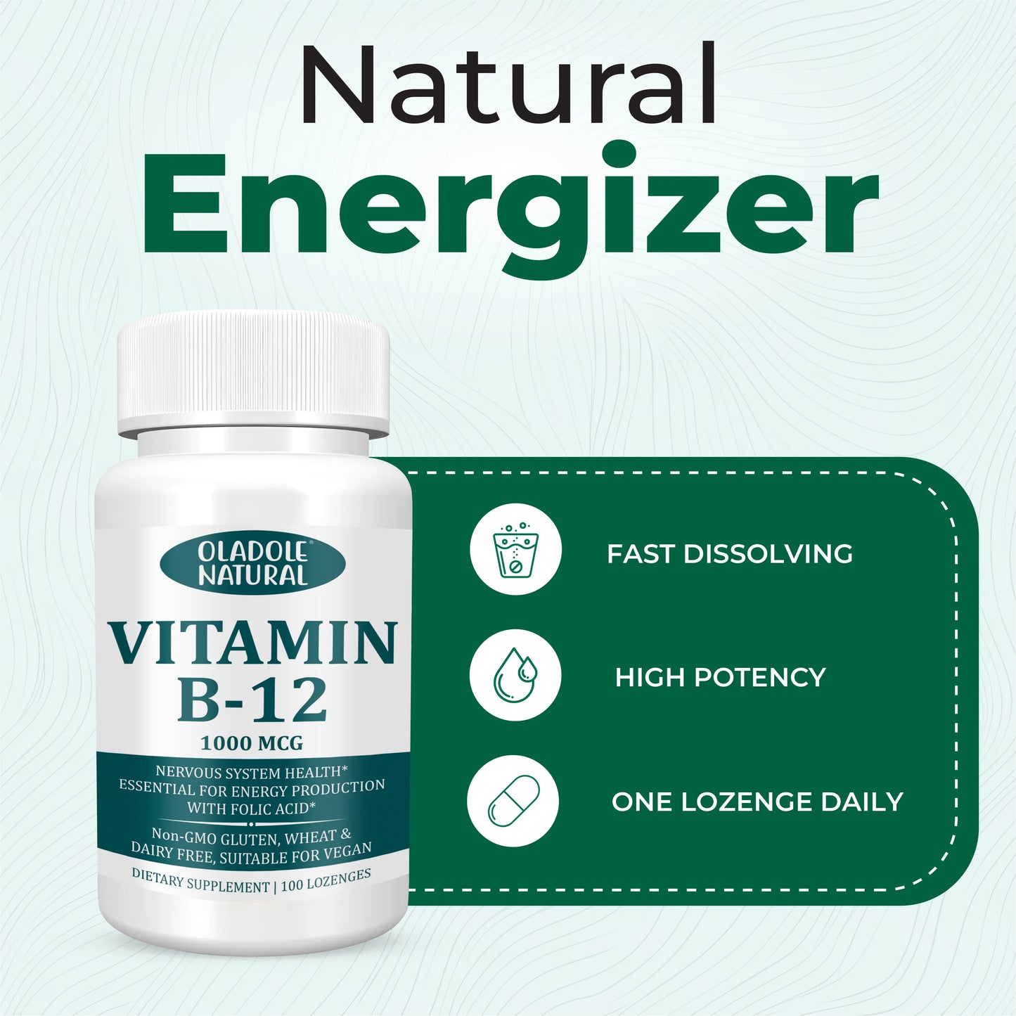 Oladole Natural Vitamin B-12 (1000mcg) - 100 Lozenges