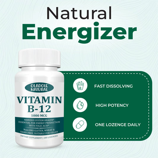 Oladole Natural Vitamin B-12 (1000mcg) - 100 Lozenges
