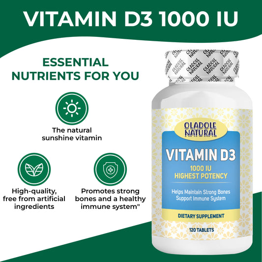 Oladole Natural Vitamin D3 1000 iu 120 Softgels