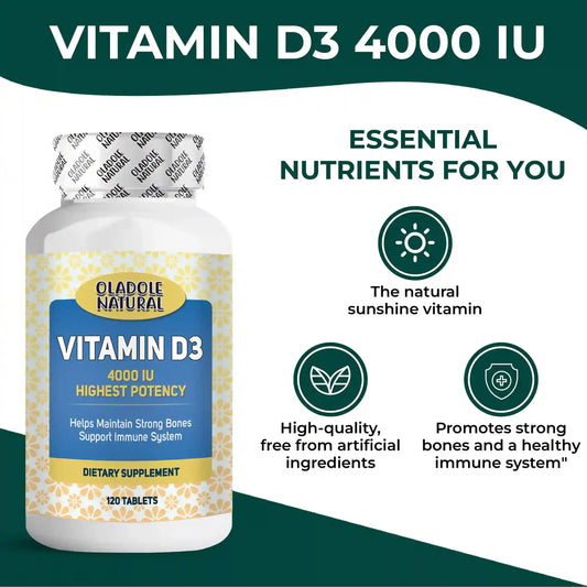 Oladole Natural Vitamin D3 4000 iu High Potency 120 Tablets