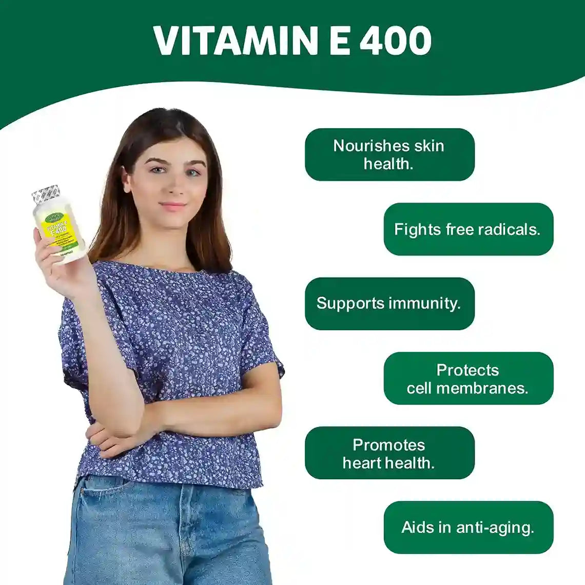 Oladole Natural Vitamin E 400 D-Alpha Tocopherol 268mg -100 Softgels