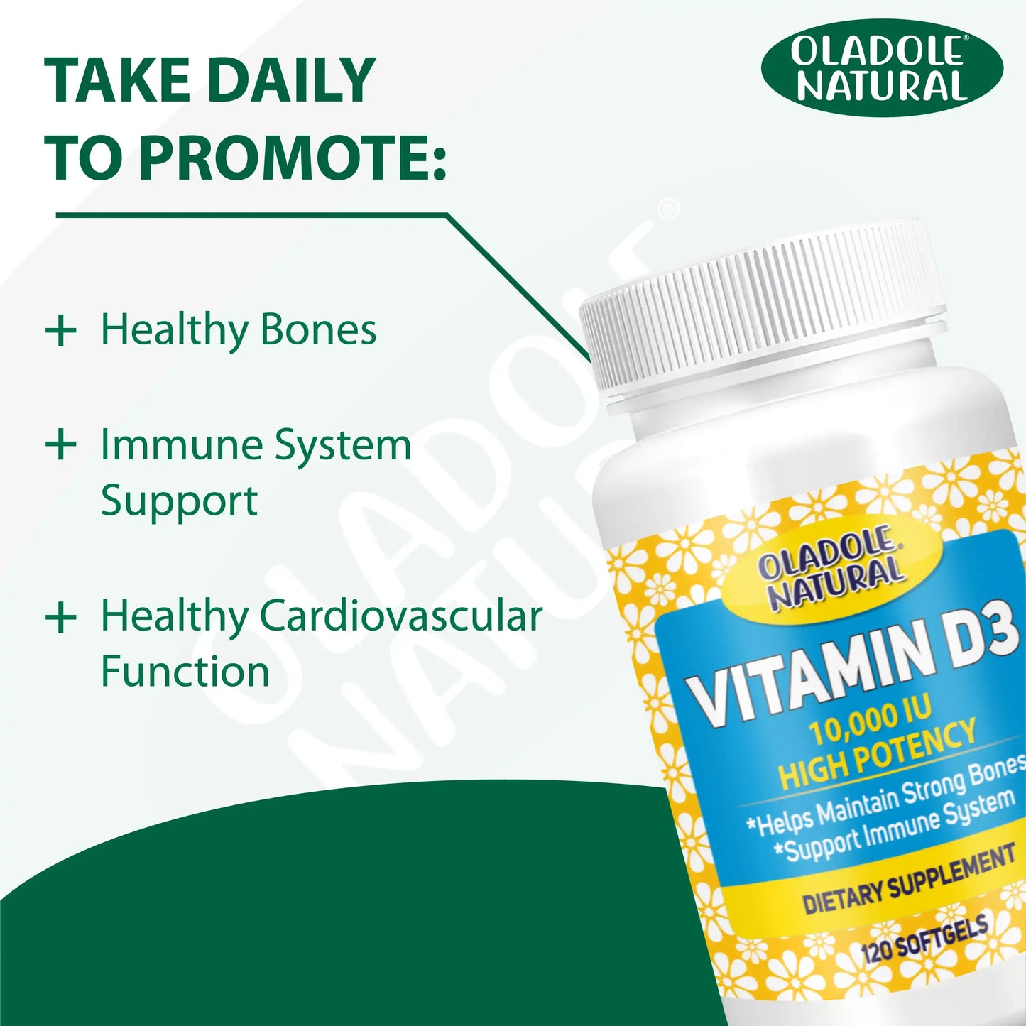 Oladole Natural Vitamin D3 10,000 iu 120 Softgels