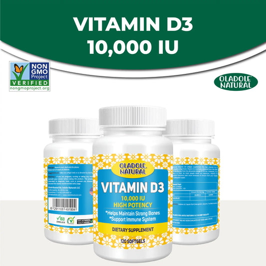 Oladole Natural Vitamin D3 10,000 iu 120 Softgels