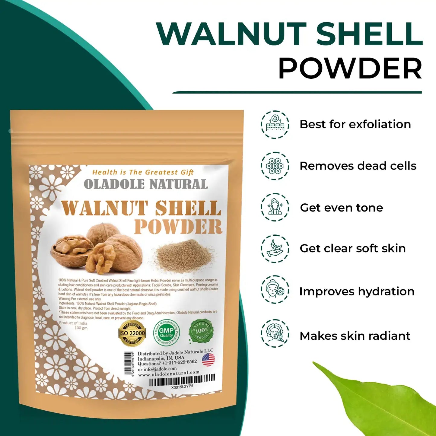 Oladole Natural 100% Natural Walnut Shell Powder 100g