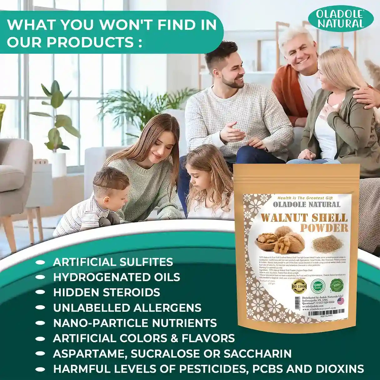 Oladole Natural 100% Natural Walnut Shell Powder 100g