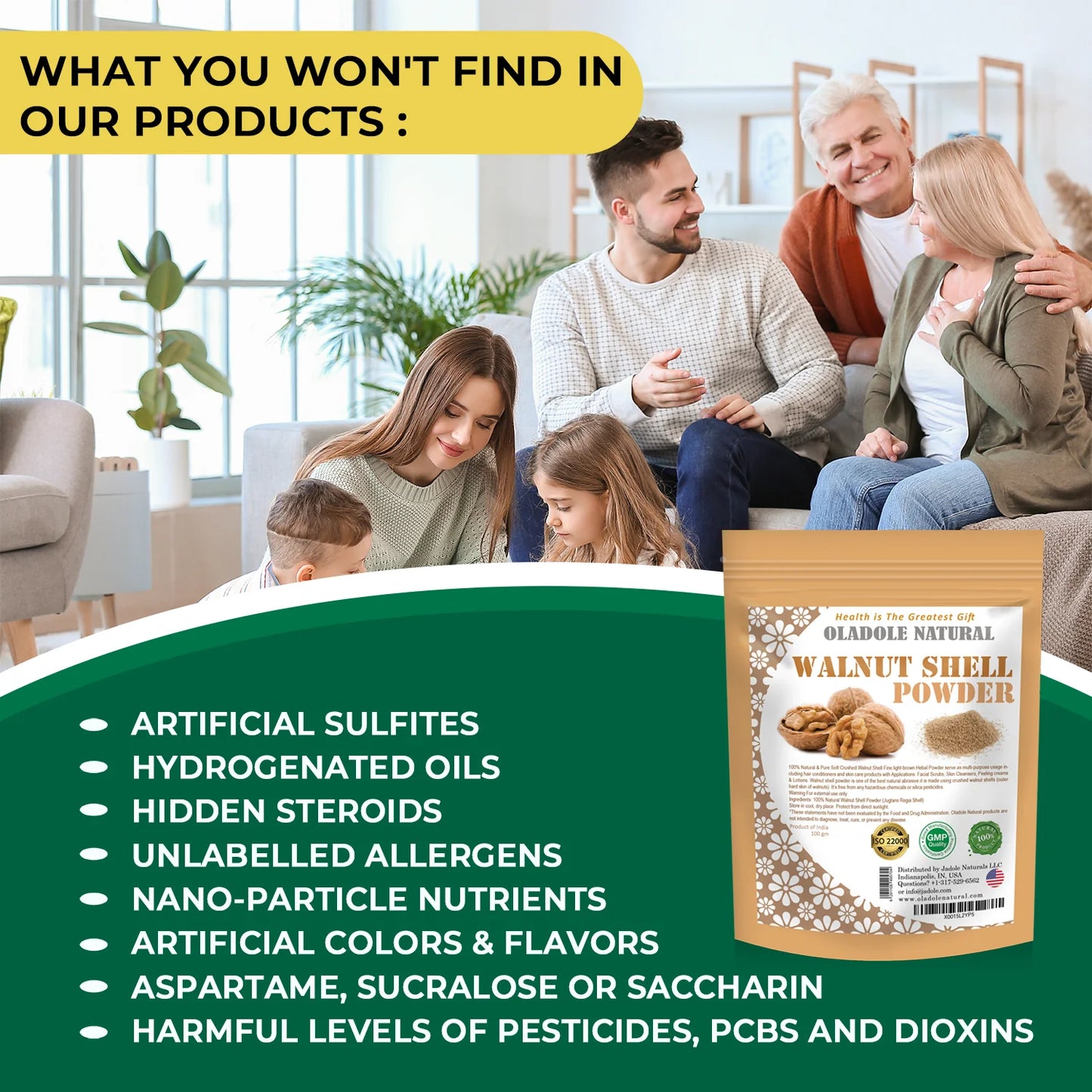 Oladole Natural 100% Natural Walnut Shell Powder 100g
