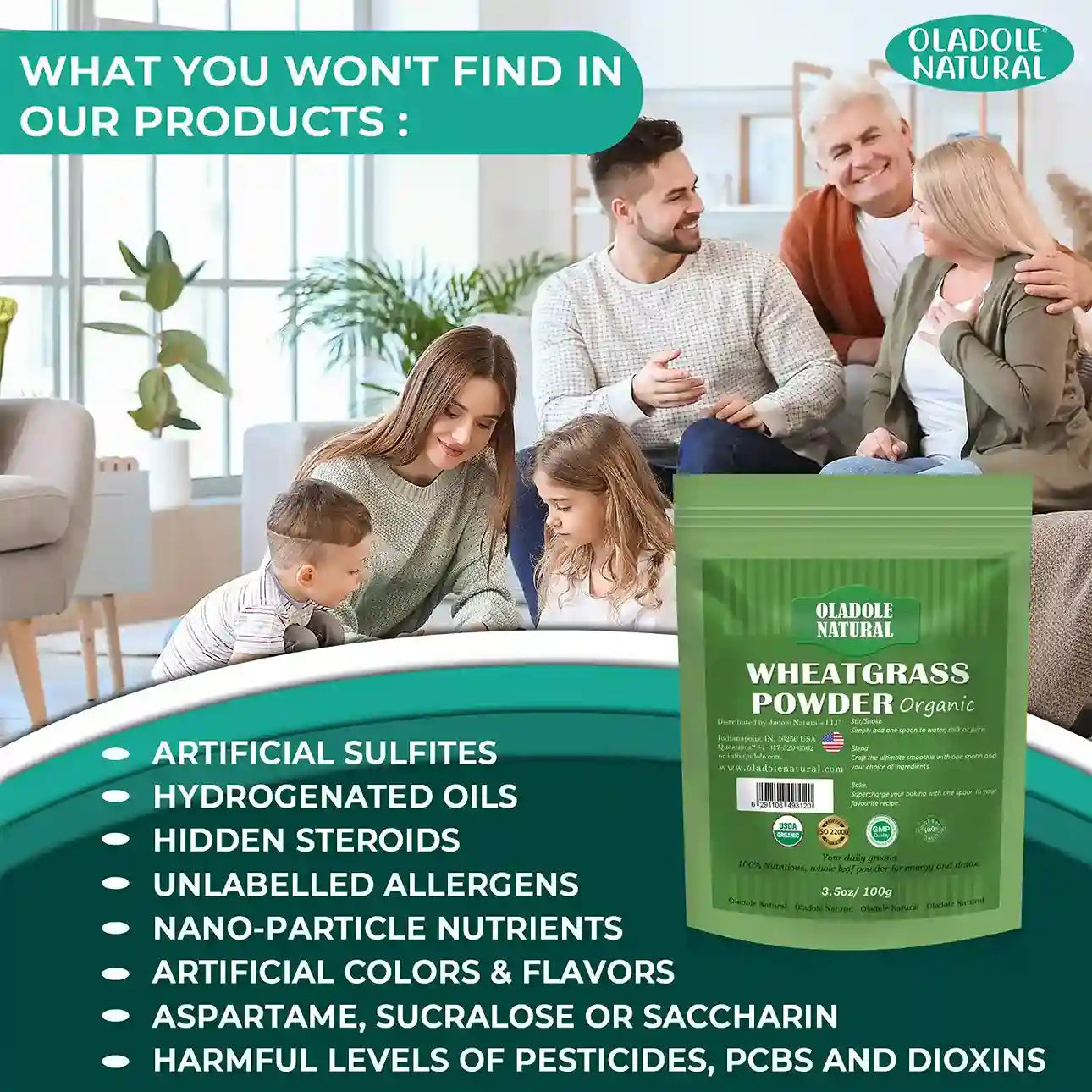 Oladole Natural Organic Wheat Grass Powder 100g