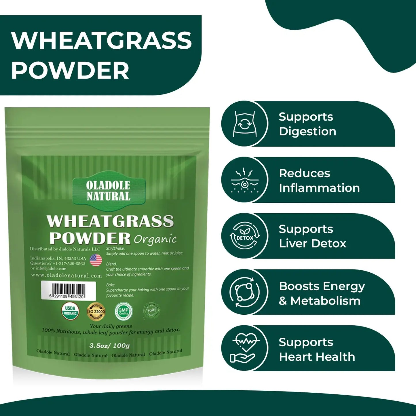 Oladole Natural Organic Wheat Grass Powder 100g