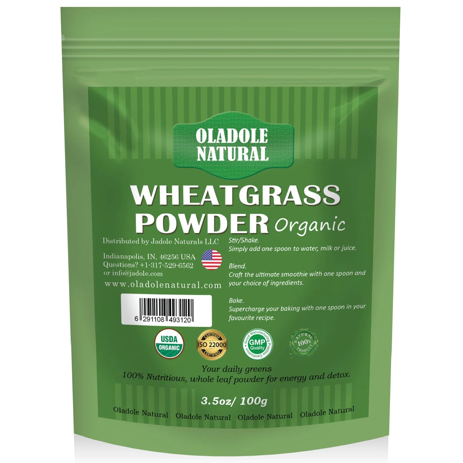 Oladole Natural Green package wheatgrass powder 