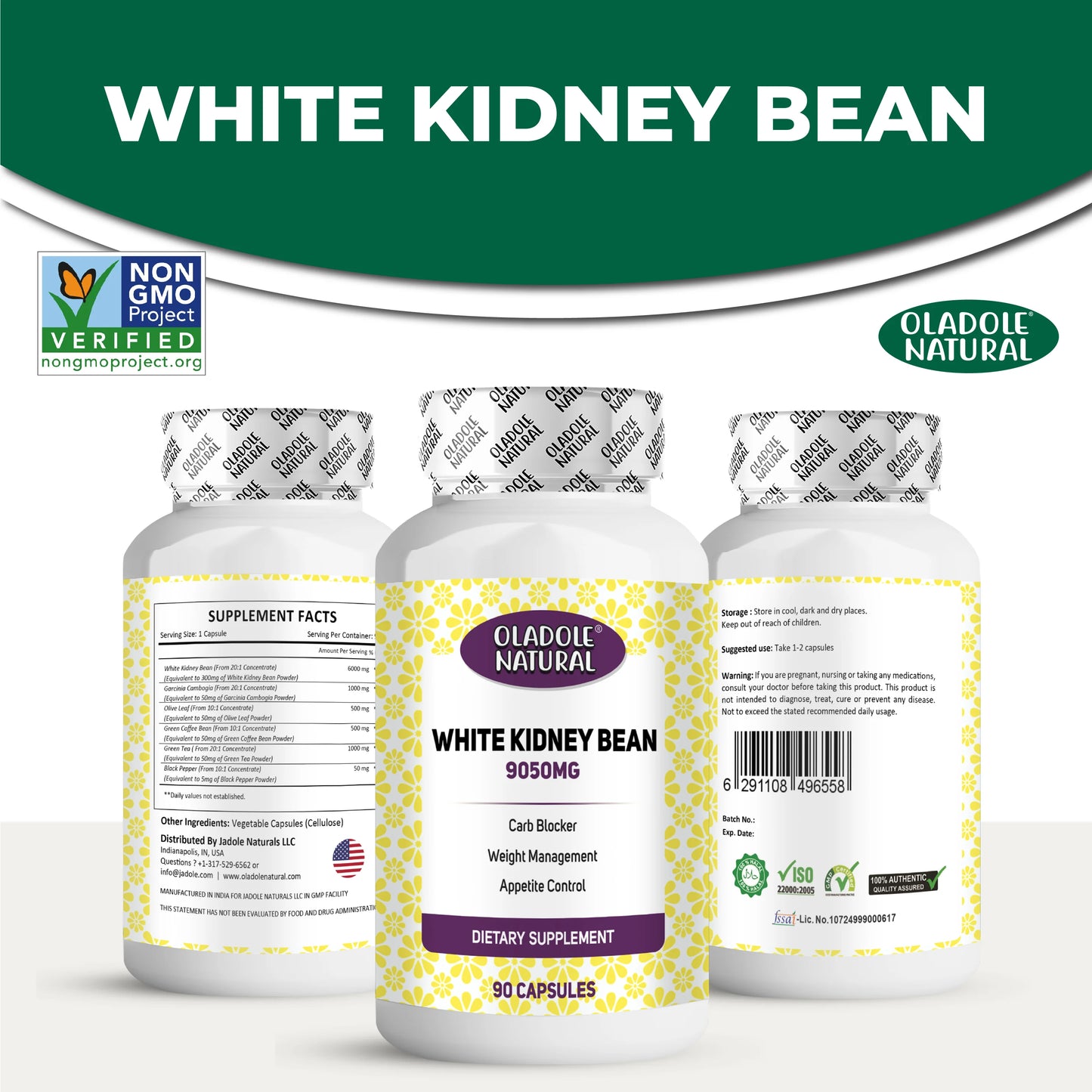 Oladole Natural White Kidney Bean 9050mg - 90 Capsules