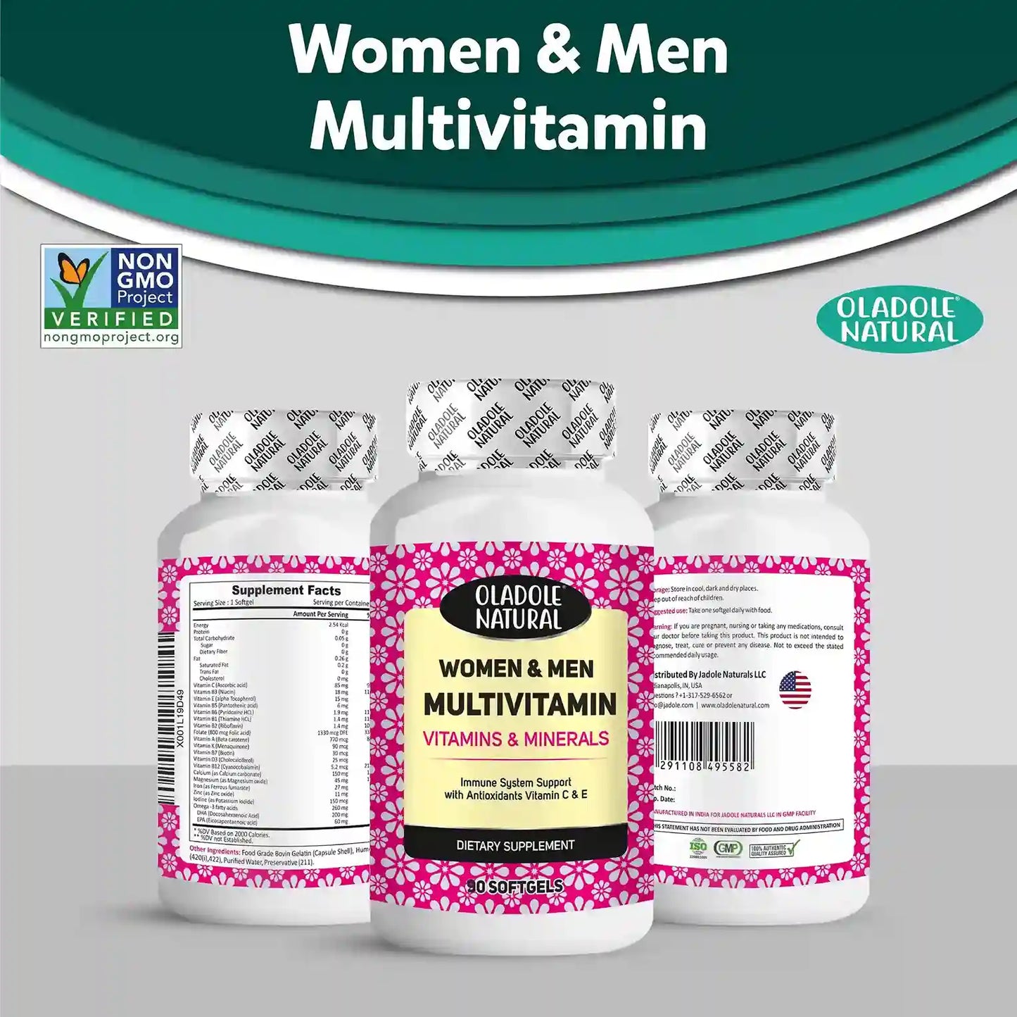 Oladole Natural Multivitamin for Men & Women 90 softgels