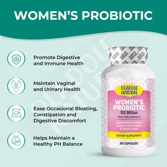 Oladole Natural Women's Probiotic, 50 Billion Once Daily 30 Capsules