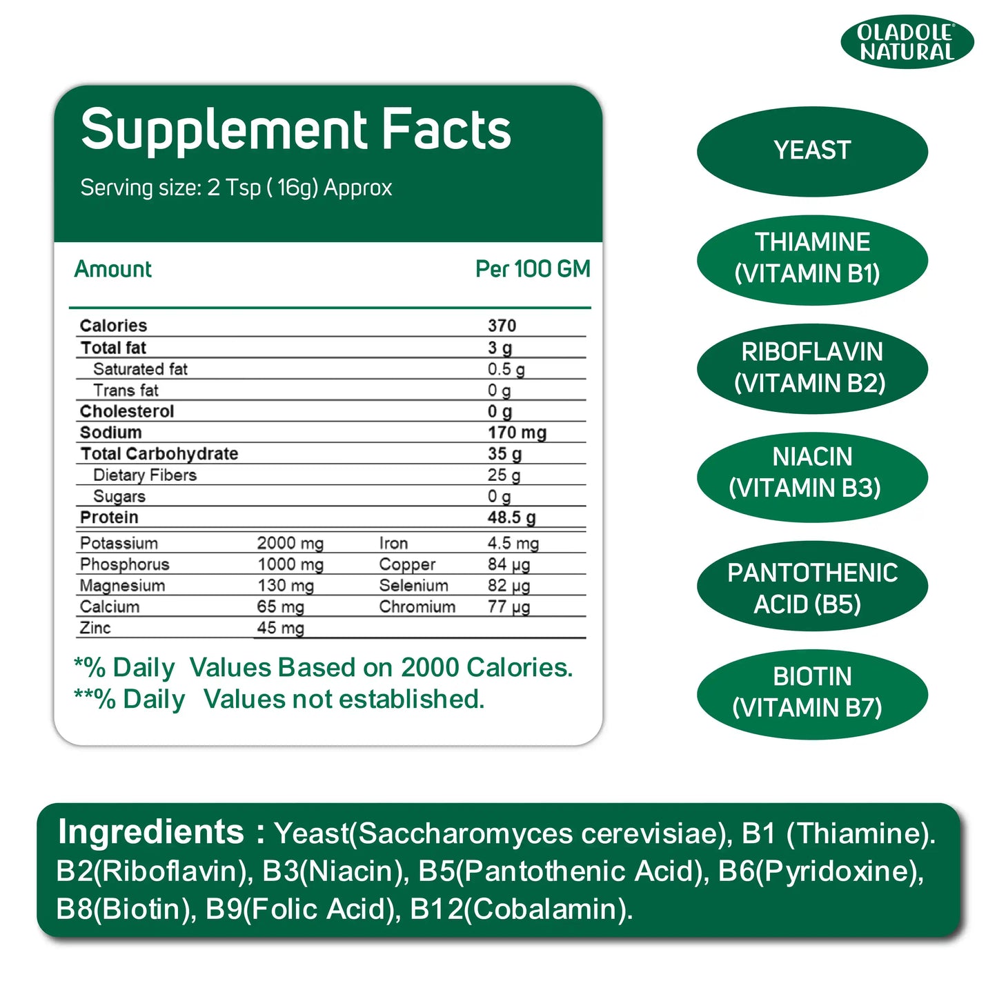 Oladole Natural Pure Natural Nutritional Yeast 142g