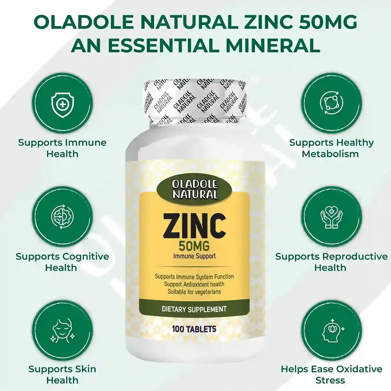 Oladole Natural Zinc Picolinate 50mg 100 Tablets