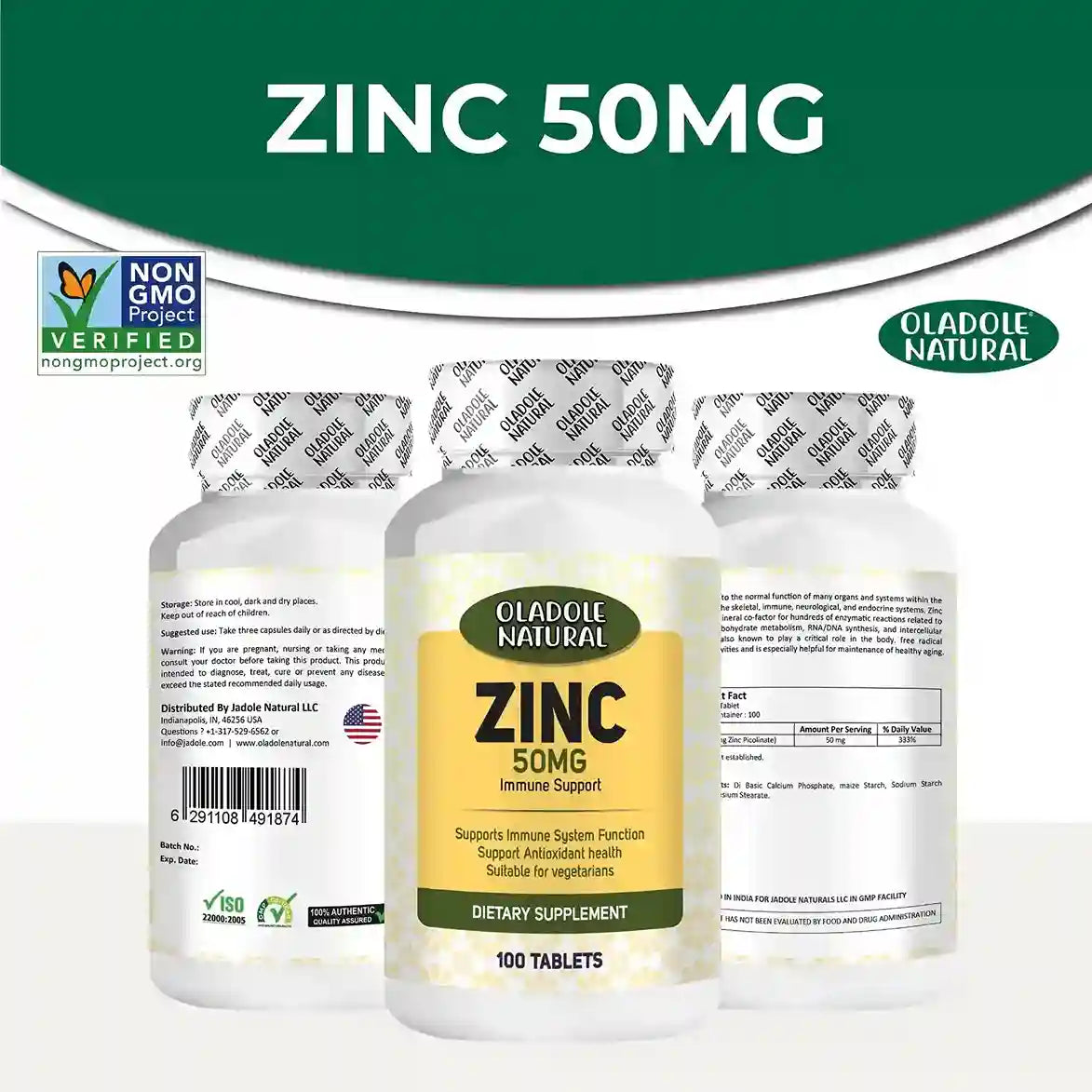 Oladole Natural Zinc Picolinate 50mg 100 Tablets