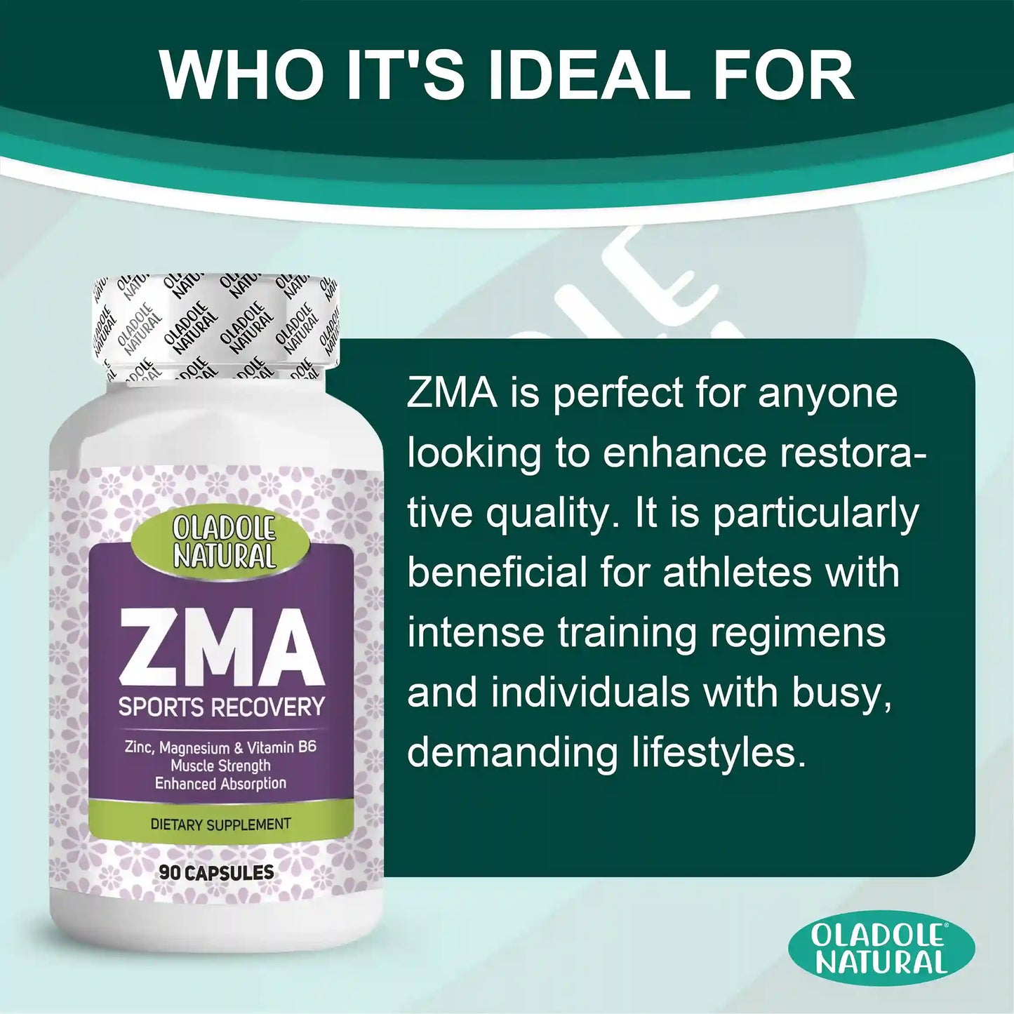 Oladole Natural ZMA Sports Recovery Supplement 90 Capsules