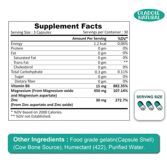 Oladole Natural ZMA Sports Recovery Supplement 90 Capsules