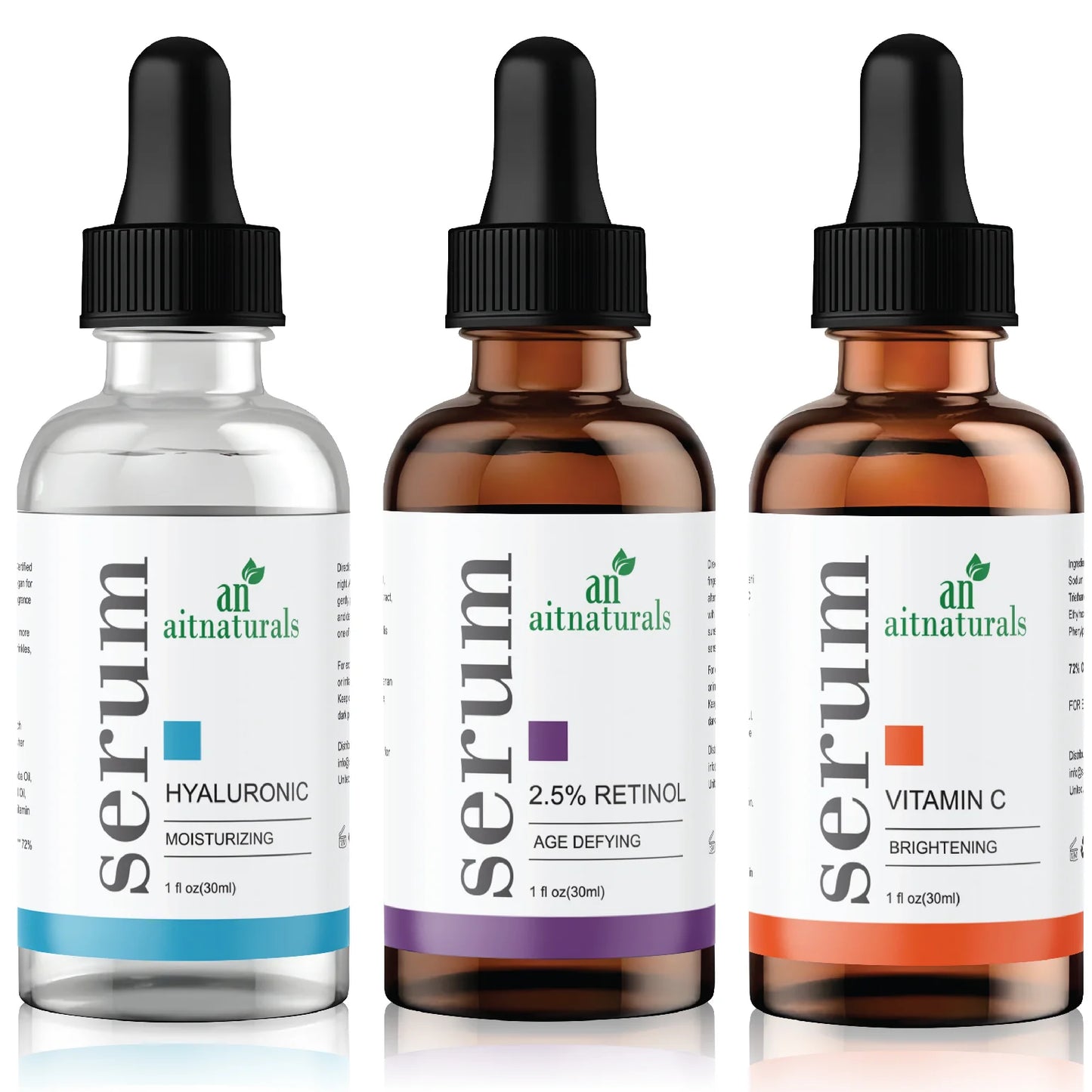 Aitnaturals Anti Aging Set with Vitamin C Retinol and Hyaluronic Acid