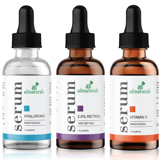 Aitnaturals Anti Aging Set with Vitamin C Retinol and Hyaluronic Acid