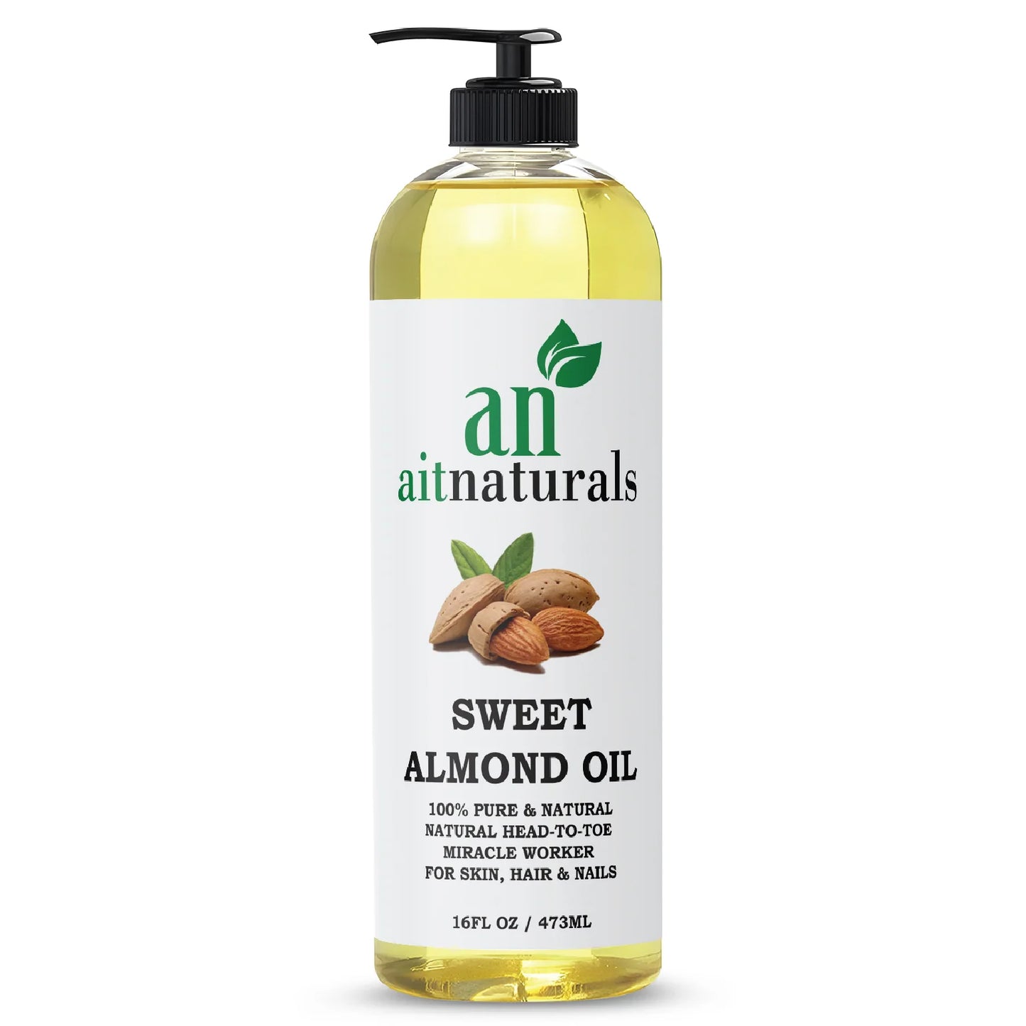 Aitnaturals Sweet Almond Oil 473ml for Hair Growth, Nail