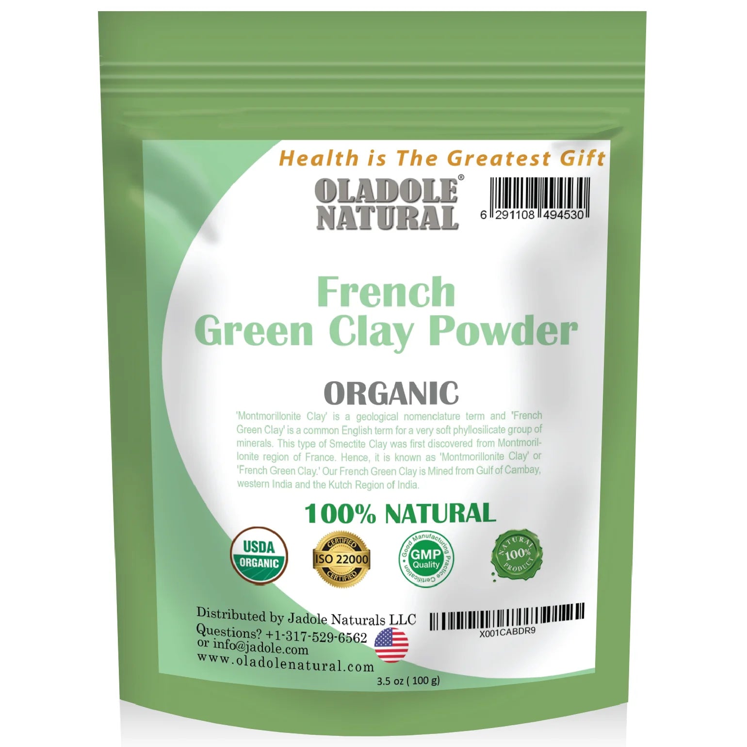 Oladole Natural French Green Clay Powder 
