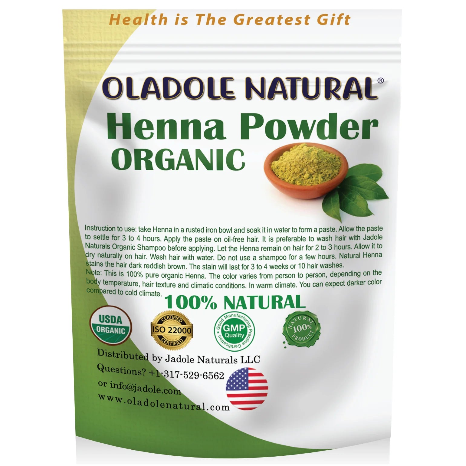 Oladole Natural Organic Henna Powder for Hair 300g