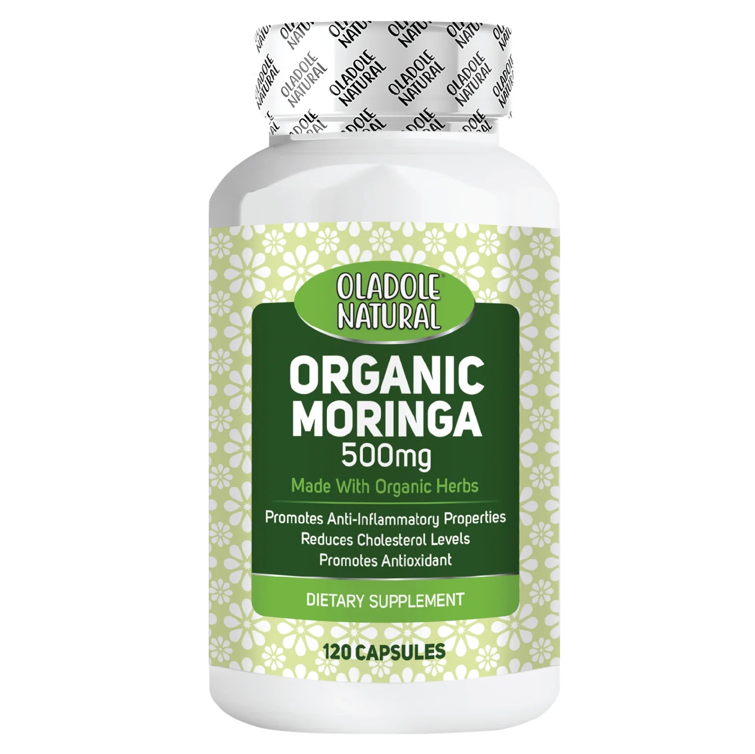 Oladole Natural Organic Moringa 500 mg 120 Veg Capsules