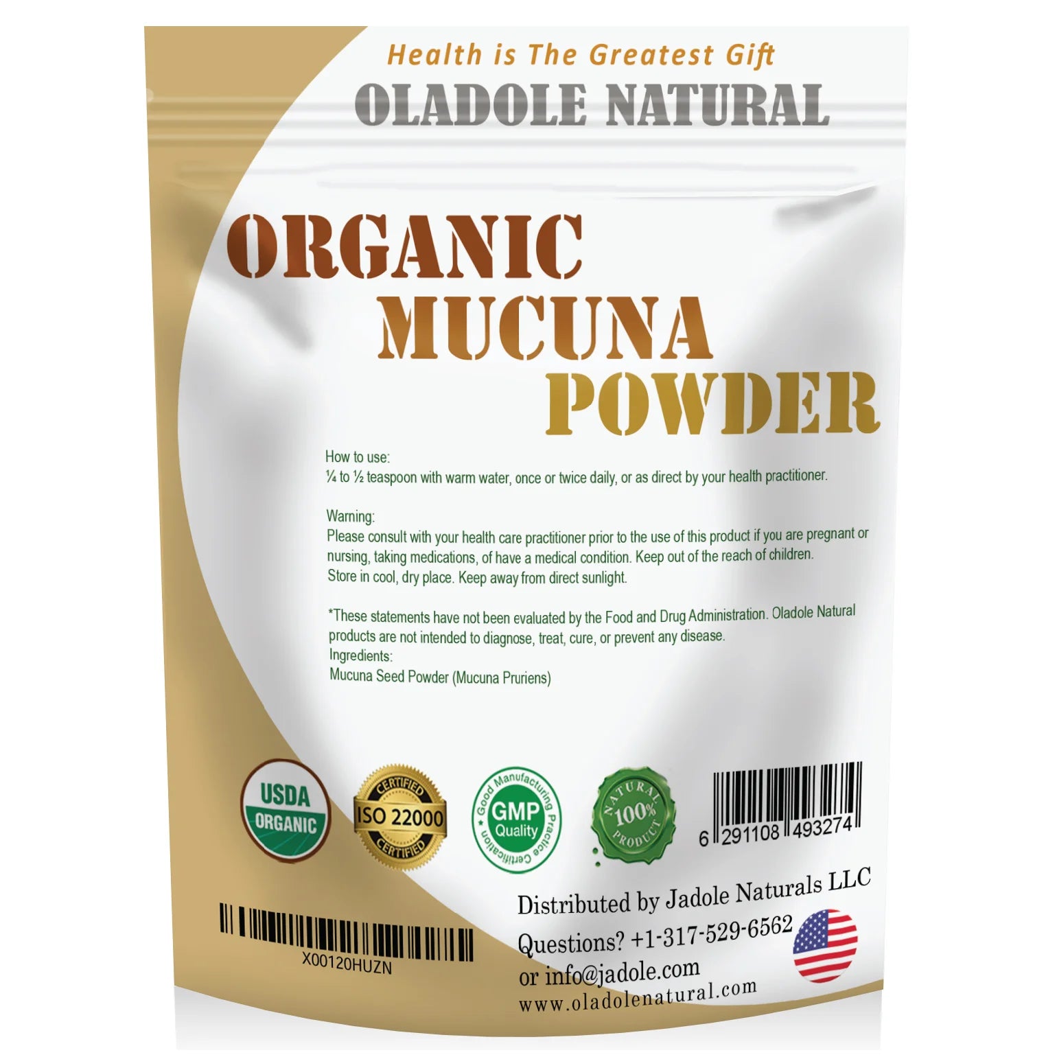 مسحوق الموكونا العضوي الطبيعي من أولادول، 100 غرام 