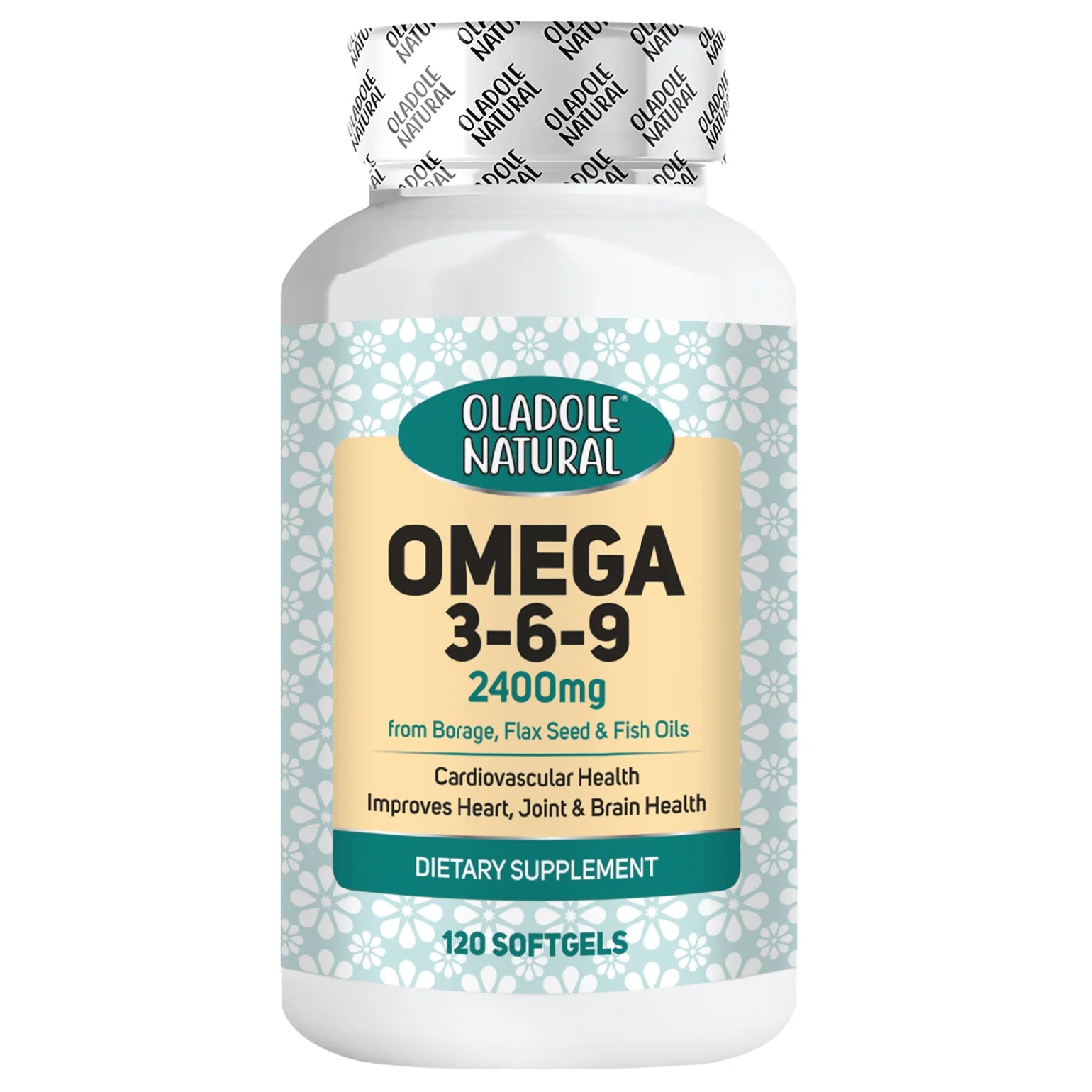 أولادول أوميجا 3-6-9 الطبيعي من لسان الثور وبذور الكتان وزيوت السمك، 2400 ملغ، 120 كبسولة هلامية