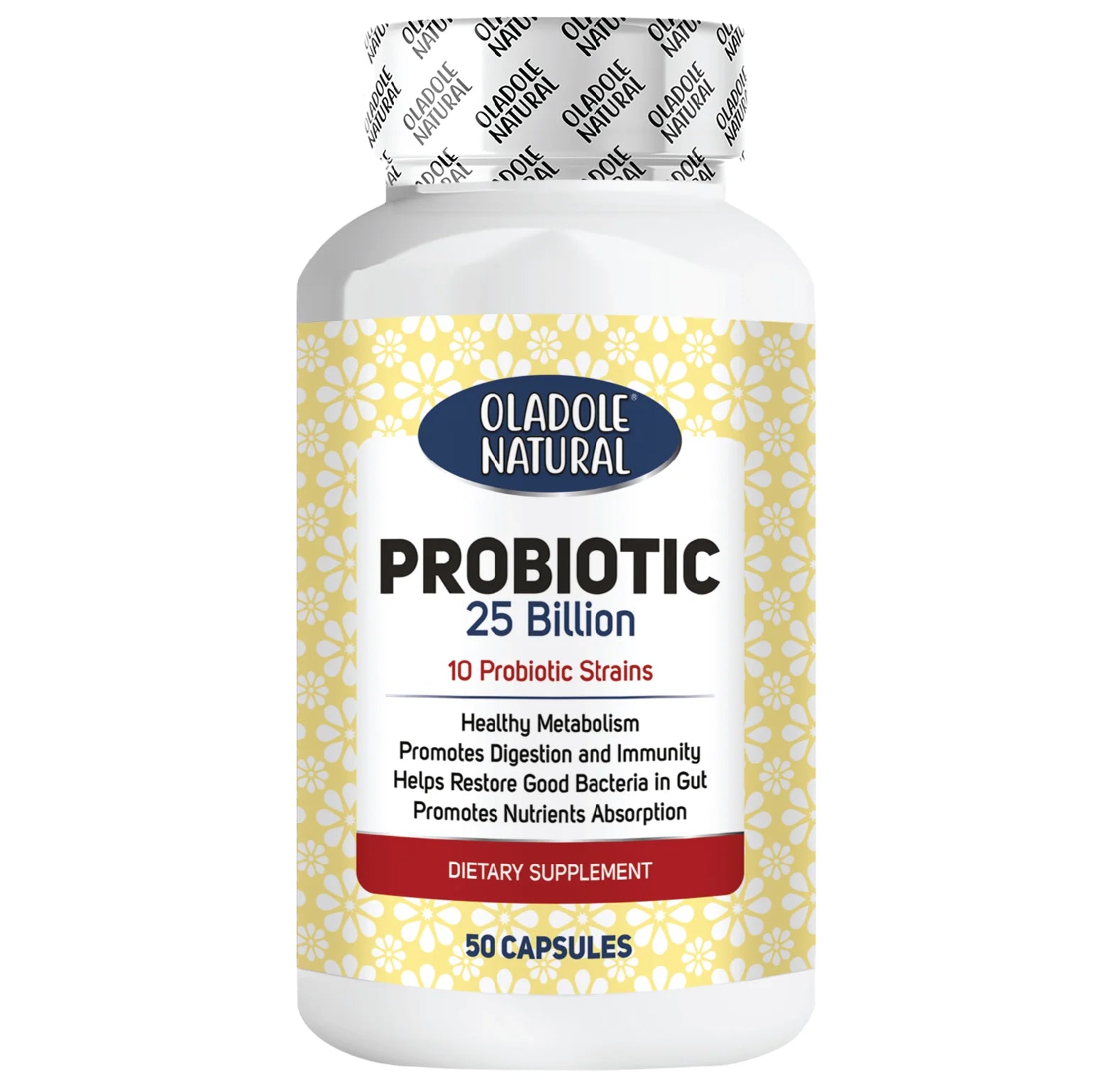 أولادول بروبيوتيك طبيعي 25 مليار 10 سلالات بروبيوتيك 50 كبسولة